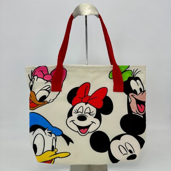 NEW Cartoon Character Canvas Tote Bag Mickey Minnie Goofy Donald Daisy Print - Picture 1 of 9